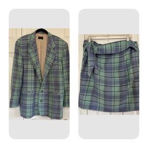For: Joseph vintage wrap skirt and jacket suit 100% Linen Plaid